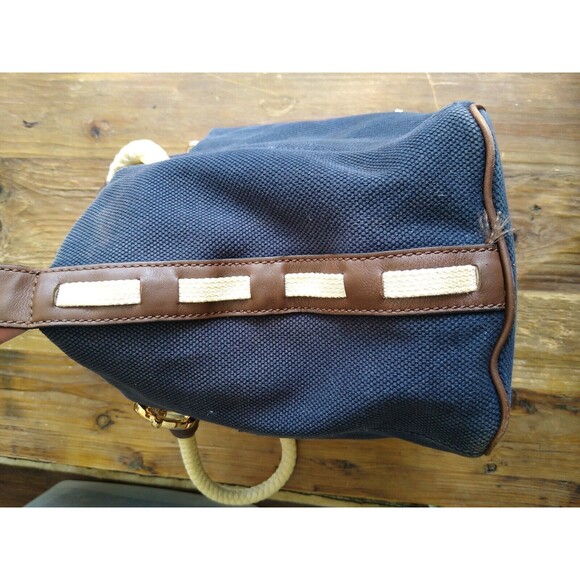 Michael Kors 80s 90s Y2K Designer Nautical Soho Canvas Marina Tote PurseSatchel - Picture 6 of 7